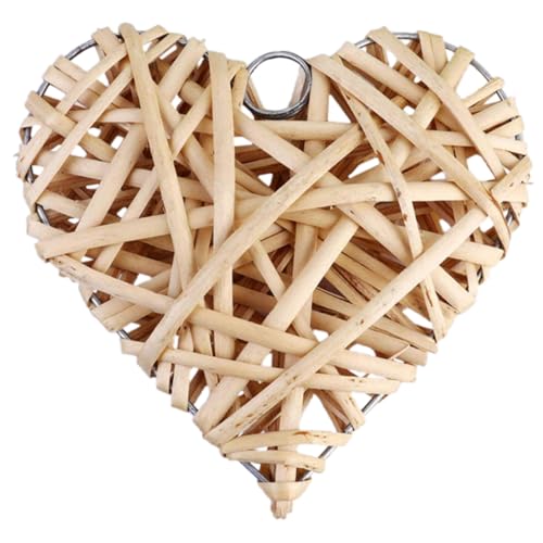 Toyvian Décoration Suspendue en Forme De Cœur Cœur À Suspendre en Rotin Tissé 3.94 X 3.94 X 1.18 in Ornement pour Maison Mariage Fête Style Rustique