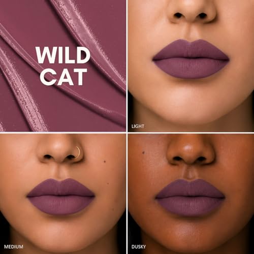 Image of Liquid Matte Lipstick - Wild Cat, Deep Mauve Plum | Food-Proof, Transfer-Proof, Lightweight | Lasts Up to 8 Hours | 5 ml