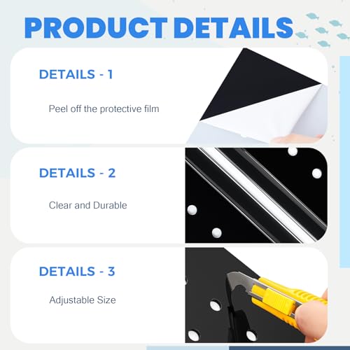 Image of Sieral Aquarium Polycarbonate Canopy Set 19.37 x 9.37 x 0.12 Inch for 10 /20 Gallon Without Center Brace Aquariums Cover Fish Tank Lid with a Hook Knife, Breathable Hole, Handle(Black)
