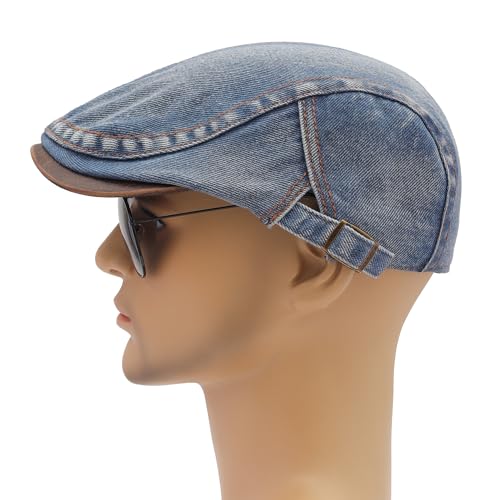 Image of ZLYC Men Cotton Flat Cap Summer Scally Ivy Gatsby Newsboy Beret Driver Cabbie Hunting Hat