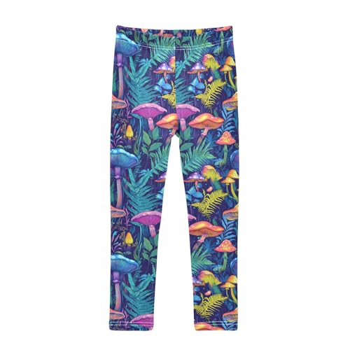 Girls' Athletic Leggings Ankle Length Yoga Dance Pants Kids Teen 4T Fantasy Mushroom
