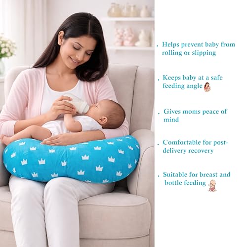 Image of Fareto Baby Bed | Carry Bag | Fedding Pillow | Hand Carry Bed | Combo of Bedding Essentials (Blue Crown)