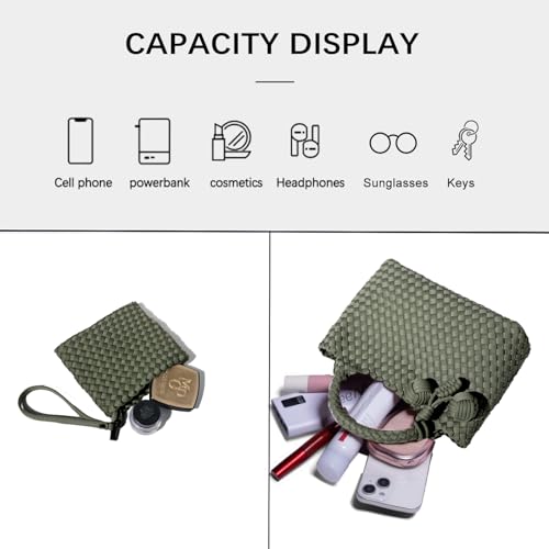 Image of Woven Tote Bag for Women with Coin Purse, Foldable Chain Small Crossbody Handbags, Fashion Shoulder Bag, Hobo Satchel