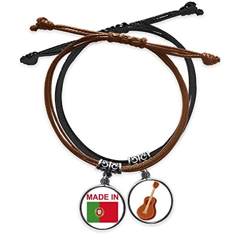 Pulsera de cuero con guitarra de Portugal para amantes de la música tradicional