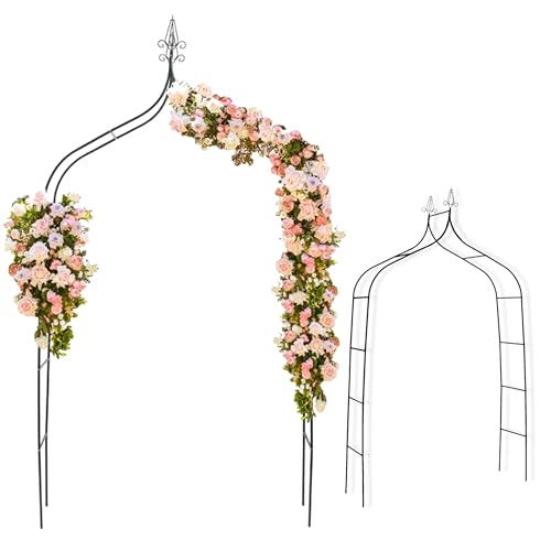 My Garden Metal Garden Arch with Ground Stake Strong & Durable UV-Resistant Flower Arch Weather Resistant Metal Trellis for Garden Paths, Gateways & Views 140x38x255cm (Black)