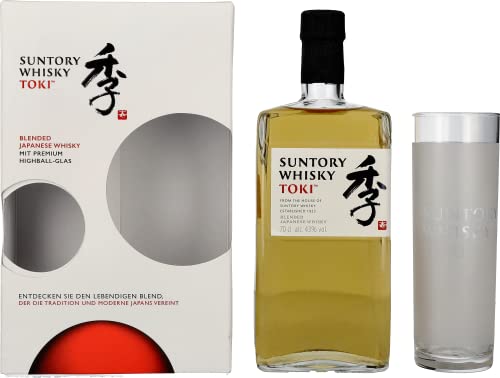 Suntory Whisky TOKI Blended Japanese Whisky 43% Vol. 0,7l in Geschenkbox mit Highball Glas Cover
