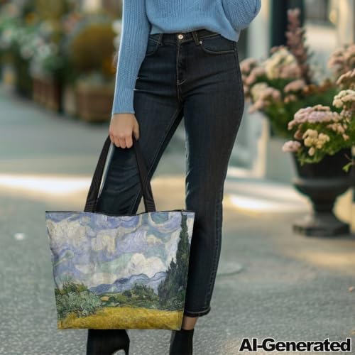 Image of Art Lover Zippered Tote Bag Waterproof Large Work Tote Bags, Artwork Women's Purse Handbags Travel Totes