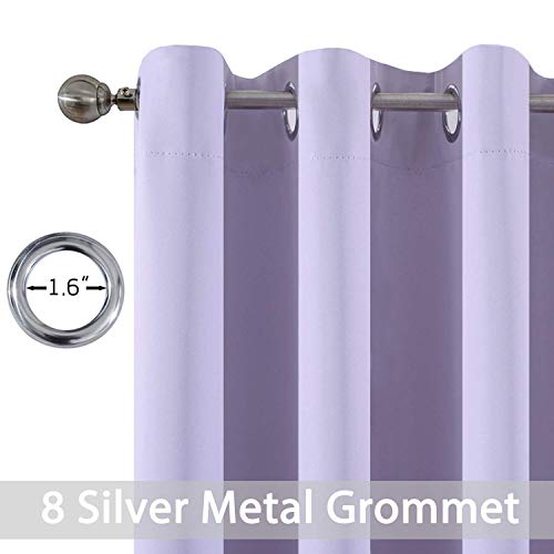 Yakamok Room Darkening Grommet Window Drapes Thermal Insulated Light Blocking Blackout Curtains for Bedroom(52Wx72L,Lilac,2 Panels)