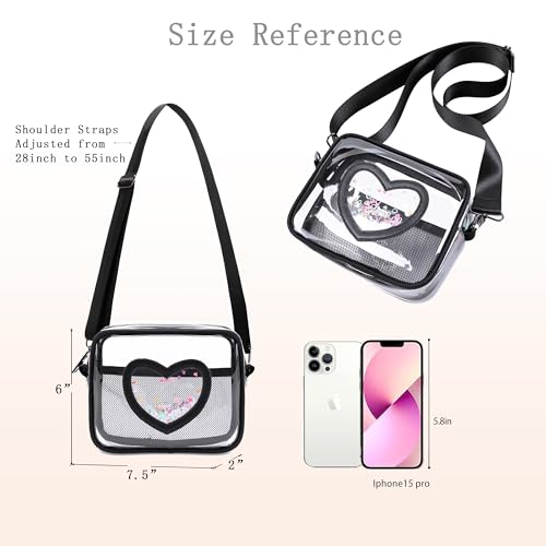 Clear Cross body Bag for Women Girls Stadium Approved Kids Purse Heart Shaped Toddlers Wallet Small Box Coin Pouch2