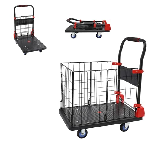 Carretilla Plataforma Plegable con Jaula y Ruedas 4 Pulgadas miniatura 1
