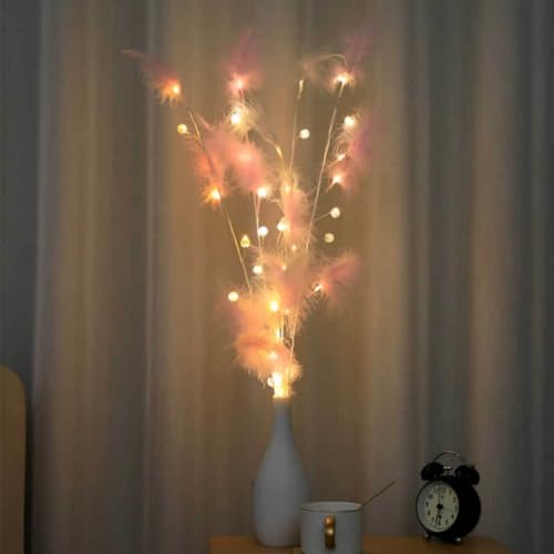 Image of Ulalaza 27.5'' 2 Branches 40 LED Bulbs Twig Lamp Battery Operated LED Lighted Willow Branches Vase Fillers Use for Christmas Home Party Decoration Indoor Outdoor