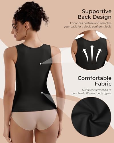 Image of EUYZOU Womens Tummy Control Shapewear Tank Tops Seamless V-Neck Compression Tank Tops Body Shaper Camisole