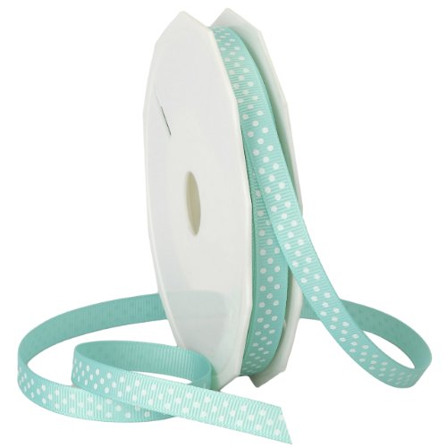 Morex Grosgrain Swiss Dot Ribbon, 3/8-In x 20-Yd, Aqua