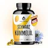 Kräuterland Schwarzkümmelöl Kapseln 400 Stück, hochdosiert (1000mg pro Tagesdosis), 100% Nigella Sativa, Omega Fettsäuren, ohne Zusatzstoffe, hoher Thymochinon, Deutsche Premium Qualität