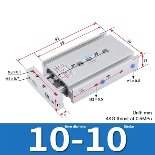 Cilindro TN10 10 de doble vástago con carrera de doble cilindro de aire 3