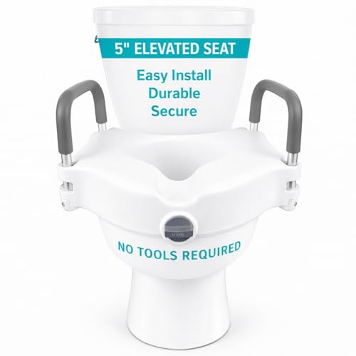 Vive Raised Toilet Seat - 5' Portable, Elevated Toilet Seat Riser & Extender - Elongated and Standard Fit Commode Lifter - Bathroom Safety Extender Assists Disabled, Elderly, Seniors, Handicapped