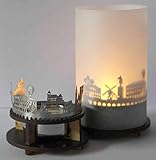 Krefeld-Skyline Windlicht Schattenspiel Premium Geschenk-Box Souvenir, inkl. Kerzenhalter, Kerze, Projektionsschirm und Teelicht