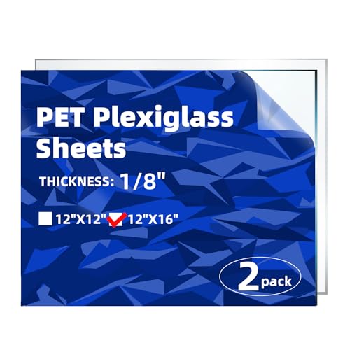 Image of 2 Pack 1 /8 inch Thick Plexiglass Sheets - 12 inch x 16 inch PET Clear Acrylic Sheets for Art Design, Craft Projects, Signs, DIY in Home, Wedding, Festival