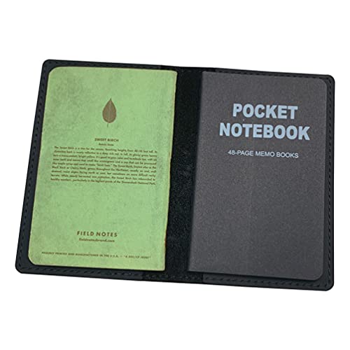 Image of Fan&Ran Genuine Leather Journal Cover For Field Notes Notebooks, Moleskine Cahier Journal Pocket 3.5 X 5.5 Inches, Black