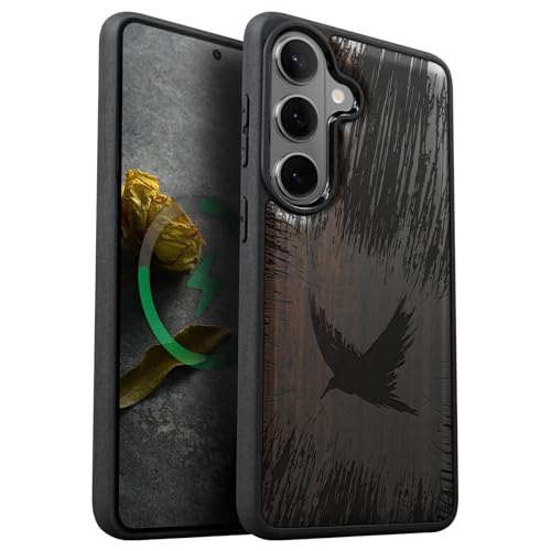 Coque Samsung S26 antichoc en TPU souple et bois sombre aimanté Magsafe