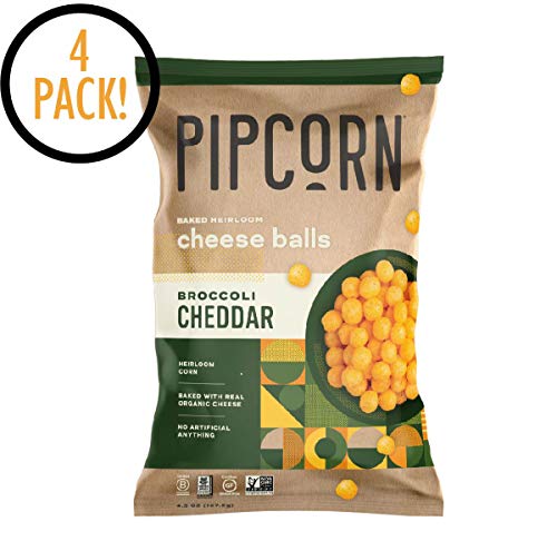 Pipcorn Heirloom Cheese Balls - Broccoli Cheddar, 4.5oz Bags, 4 Pack
