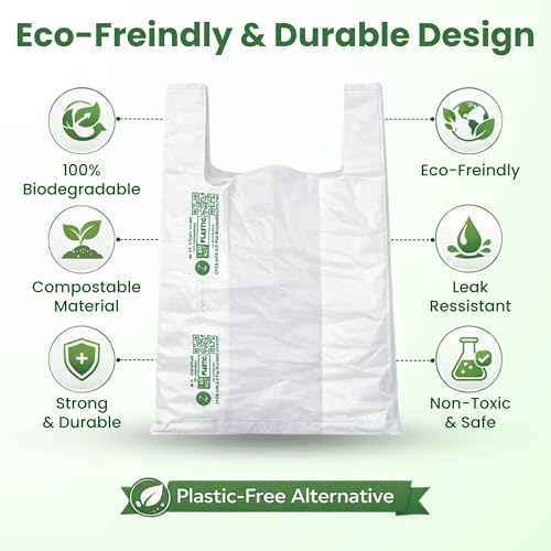 Image of ECOZ Compostable & Biodegradable Carry Bags | Eco-Friendly Plastic-Free Shopping Bag for Grocery, Food, Retail & Vegetables | 10x12 Inch | Pack of 50 | Load 2kg Capacity | for Supermarket
