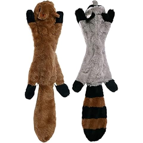 PASBAS No Stuffing Dog Toys with Squeakers, Durable Stuffingless Plush Squeaky Dog Chew Toy Set,Crinkle Dog Toy for Medium and Large Dogs (2pc) Cover