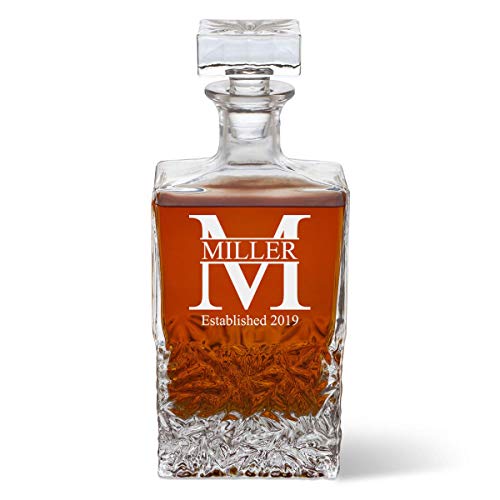 Personalized Whiskey Decanter - Glass Decanter - Groomsmen Gift - A Personalized Gift, Great Groomsmen Gift, Best Man Gift (Miller Design)