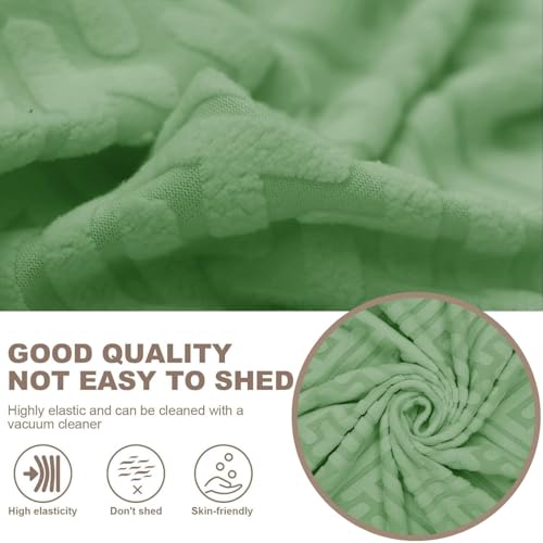 Image of Lukzer 1 Seater Pastel Green Grid Maze Pattern Sofa Cover | 240 GSM Universal Stretch Fit Jacquard Fabric Couch Protector | Fully Covered Anti Slip & Washable Sofa Cover (90-140cm /SC-107-01)