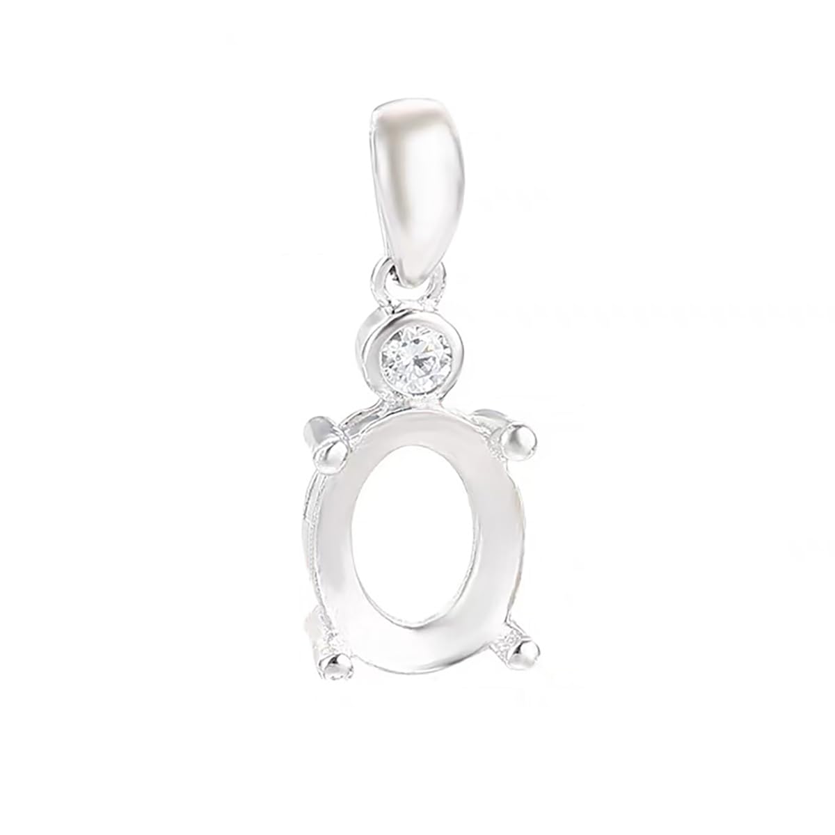 JKEIO925 Sterling Silver CZ Open Back Bezel Frame Pendant Tray for 7X9/8X10/10X14/12X14mm Oval Cabochon Setting Handmade Necklace Charm Jewelry Making