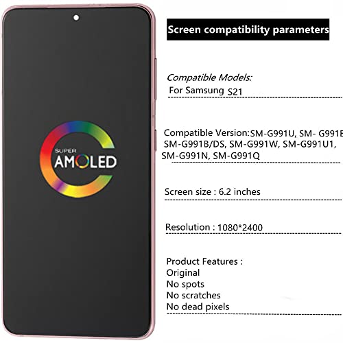 Substituição original de 6,2 polegadas para Samsung Galaxy S21 G991U G991B G991B/DS G991W LCD S21 5G