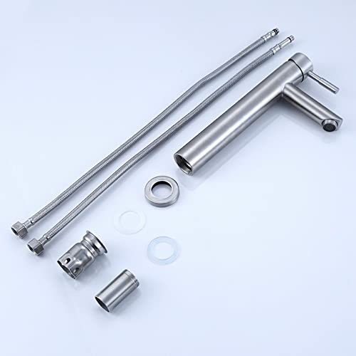 Stainless Steel Bathroom Faucet, Single Handle One Hole Brushed Nickel Mixer Tap Bar Basin Faucets #TOP4