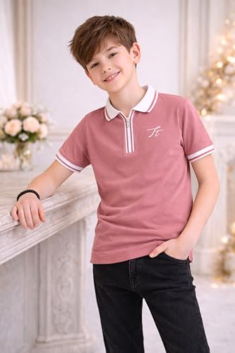 Image of TotzTouch Boys Premium Polo Collar Tshirt Combo with Zipper Closure Color White & Black Age 6 Years to 15 Years