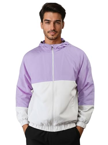 Image of CHKOKKO Sunscreen Jacket for Men Windcheater Hooded Zipper Sports Jacket | UV Protection | Sun Protective | Lightweight Water Resistant | Riding Biker | Outdoor Travel Gym Running