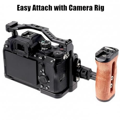 Image of Yantralay Wooden Side Handle Grip with NATO Clamp | Universal Left & Right Handgrip Stabilizer with Cold Shoe for DSLR & Camera Cages | DSLR Accessories