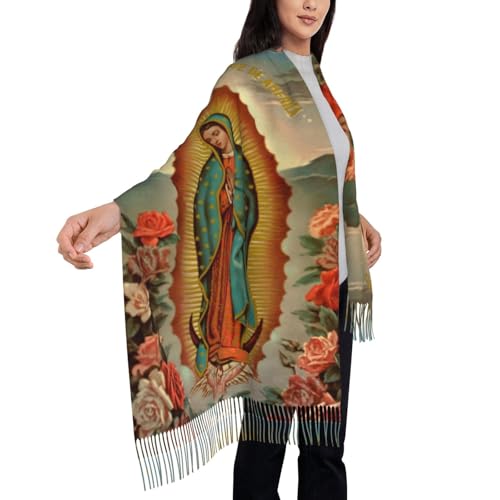 Virgin Mary Shawl Wrap For Women Our Lady of Virgen de Guadalupe Scarf Soft Large Blanket Scarves Warm Wraps