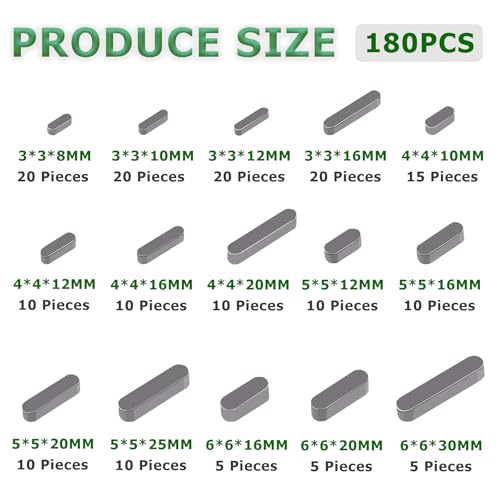 Image of 210PCS Round Ended Feather Key,8mm-30mm Stainless Steel Round Ended Feather Key with 15Size,Keyway Tension for Fasteners Mechanical Industry,Shaft Feather Key for Fastening Connection Square Key Stock