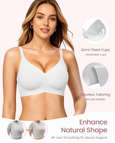 Image of Gailife Smooth Wireless Jelly Bras for Women No Underwire Seamless Push Up Bra Full Coverage Soft Suppor Tshirt Bralettes