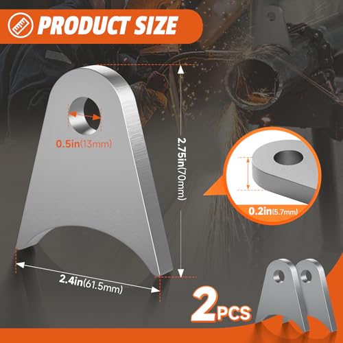 Image of 2 Pcs Weld on Tabs with 1 /2 inch Holes,Steel Gussets Weld On,Universal Weld on Shock Mount,Weld on Lights Tabs,Weld on Tabs Axle Bracket,Radius Chassis Weld Tabs for Weld On- 1 /5 inch Thick