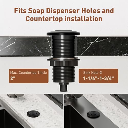 Image of Garbage Disposal Air Switch Kit Dual Outlet, Sink Top Button UL Listed | Waterproof, Compatible for all Waste Disposer Models (Black)