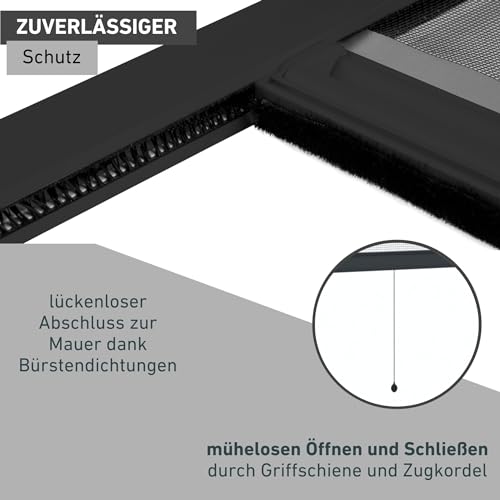 Windhager Insektenschutz Plus Rollo Fenster, Fliegengitter, Mosquitoschutz, Insektenschutzrollo aus Aluminium, individuell kürzbar, 160 x 160 cm, anthrazit, 04325