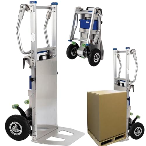 flatpincololee Aluminum Electric Stair Climbing Cart, New Folding Heavy Duty Hand Trucks with Removable Battery, Max Load 440lb, 10-60 Steps/min, for Easy up/Down Stairs, Save Manpower And Time