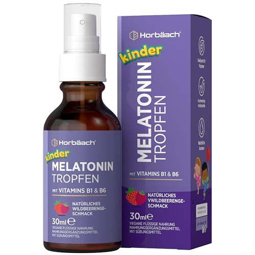 Melatonin Spray Kinder Hochdosiert | Premium | Einschlafspray mit Vitamin B6 & B1 | Wildbeerengeschmack | 0.5mg pro Tage | Horbaach