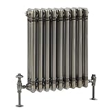 Hudson Reed Regent - Radiador en Estilo Hierro Fundido 600mm x 425mm en Blanco y Latón Cepillado Oscuro