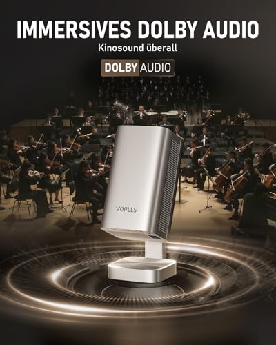 Smart Mini Beamer 4k [Kompatibel mit Netflix & Dolby Audio] VOPLLS TOF Autofokus/Trapezkorrektur 28000 Lumen Projektor, WiFi6 Bluetooth Full HD 1080P 210° Drehbar Beamer Heimkino/Outdoor für Handy/PC