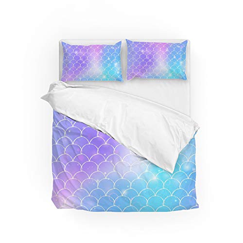 My Daily Juego de funda de edredón de microfibra de poliéster con escamas de sirena...