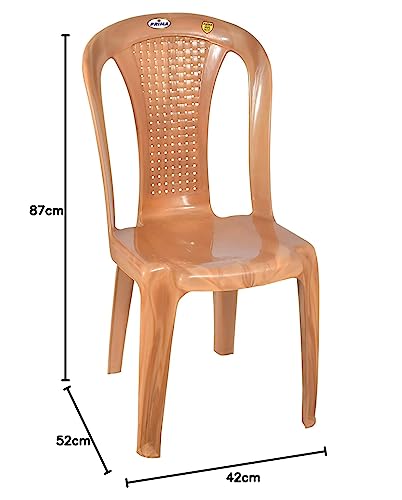Image of Prima Plastic Chair for Living Room | Set of 2 | Chair for Home, Living Room, Multipurpose | Stackable Chair Without Arm | 100% Virgin Plastic | Chair 4003 (Sandalwood Colour)