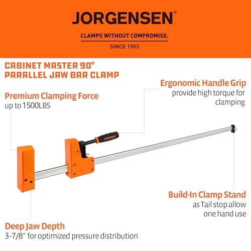 Image of JORGENSEN 48-inch Bar Clamps, 90Cabinet Master Parallel Jaw Bar Clamp Set, 2-pack