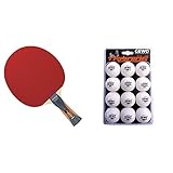 GEWO Unisex – Erwachsene Thunderball 2 hohe Kontrolle und MAXIMALER Spin Tischtennisschläger, Schwarz/Orange, One Size & Erwachsene 3-Stern Tischtennisball im handlichen 12er Pack, Weiß, 40 mm