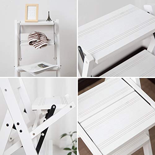 Taburete de cocina plegable de madera con 4 escalones para alcanzar estantes altos 8